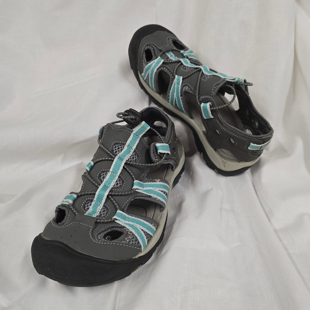 World Wide Sportsman Womens Sport Sandals Gray Aqua Hiking Water Shoes Size 8.5